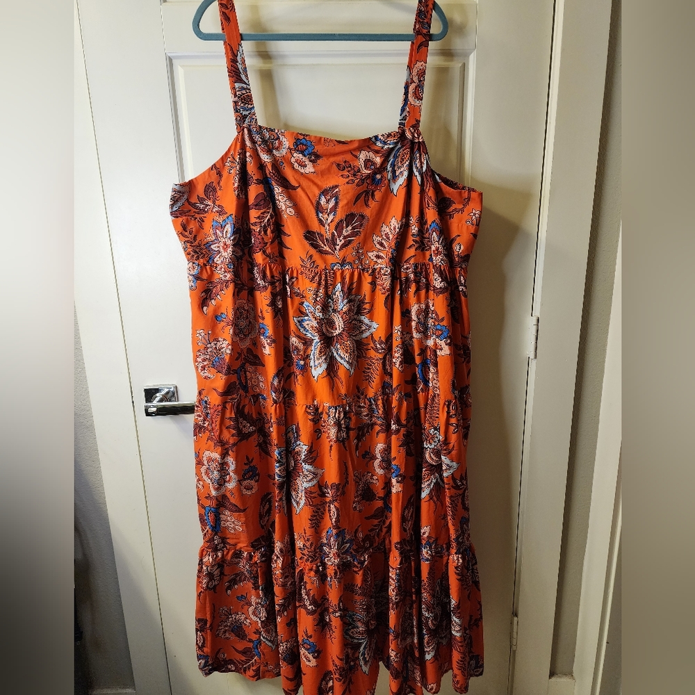 RHODE‎ x Target 4X Orange Blue Tiered Midi Dress